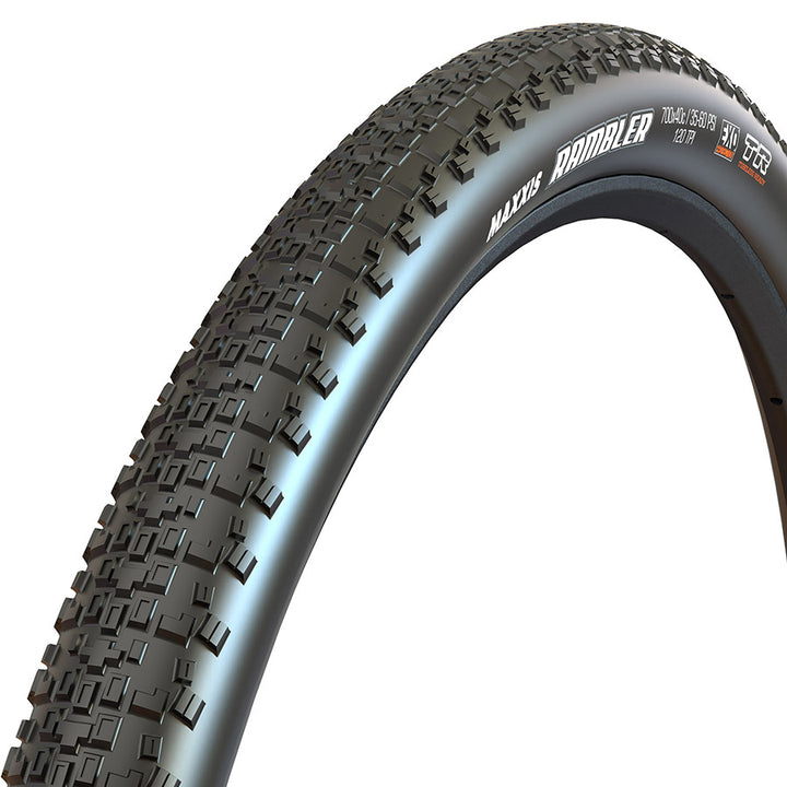 Maxxis, Rambler, Gravel Tire, 700x38C, Folding, Tubeless Ready, Dual, EXO, 120TPI, Black
