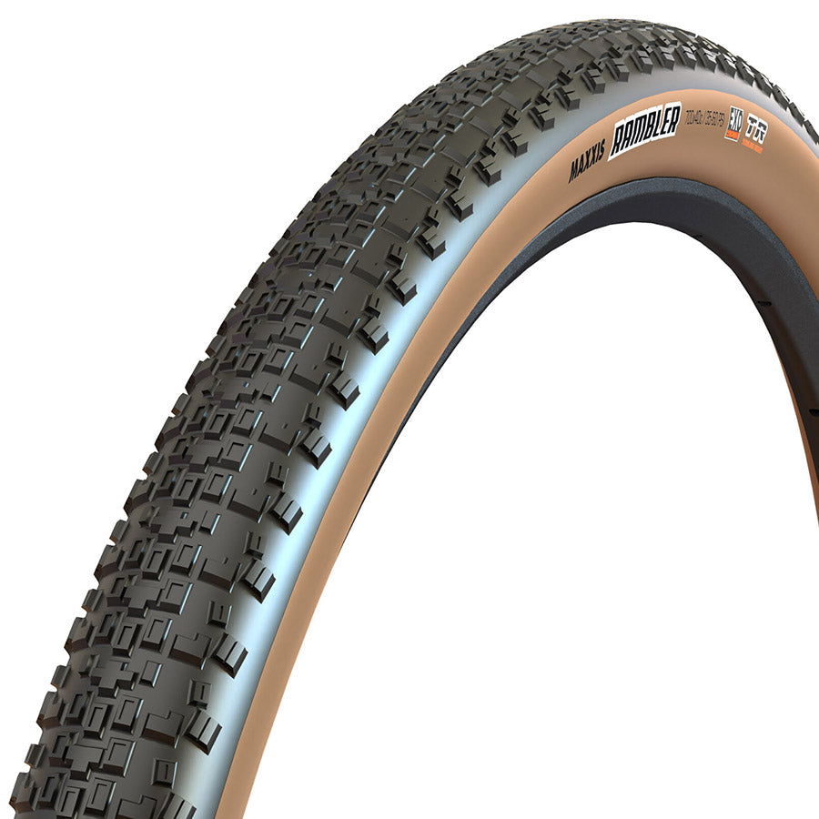 Maxxis, Rambler, Gravel Tire, 700x38C, Folding, Tubeless Ready, Dual, EXO, 120TPI, Black