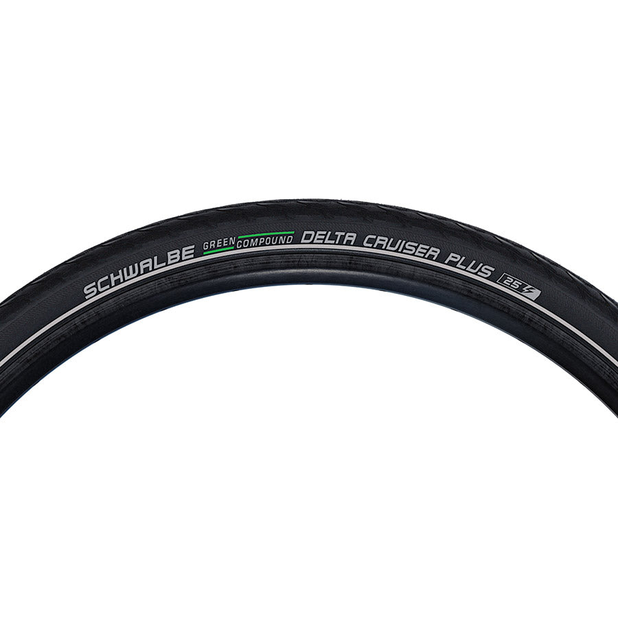 Schwalbe, Delta Cruiser Plus, Hybrid Tire, 700x32C, Wire, Clincher, GreenCompound, PunctureGuard, 50TPI, Black