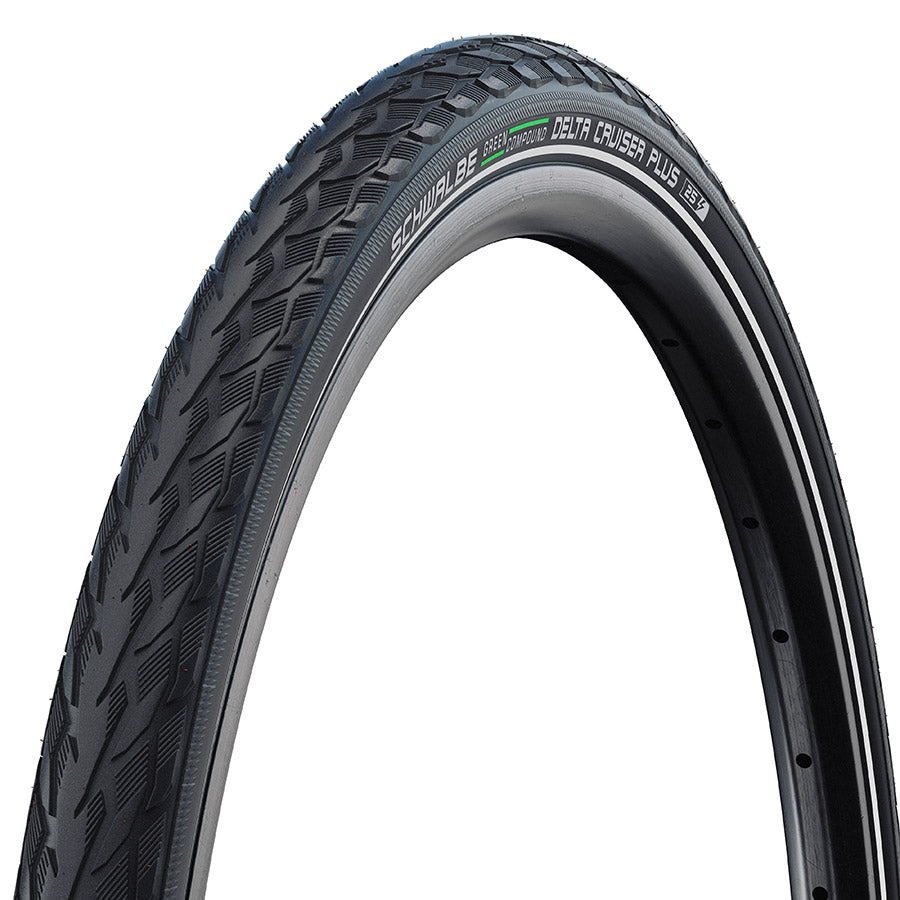 Schwalbe, Delta Cruiser Plus, Hybrid Tire, 700x32C, Wire, Clincher, GreenCompound, PunctureGuard, 50TPI, Black