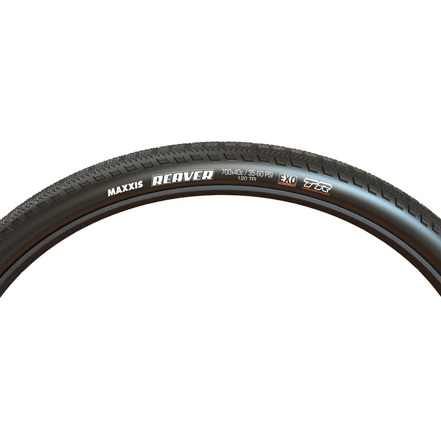 Maxxis, Reaver, Gravel Tire, 700x40C, Folding, Tubeless Ready, Dual, EXO, 120TPI, Black