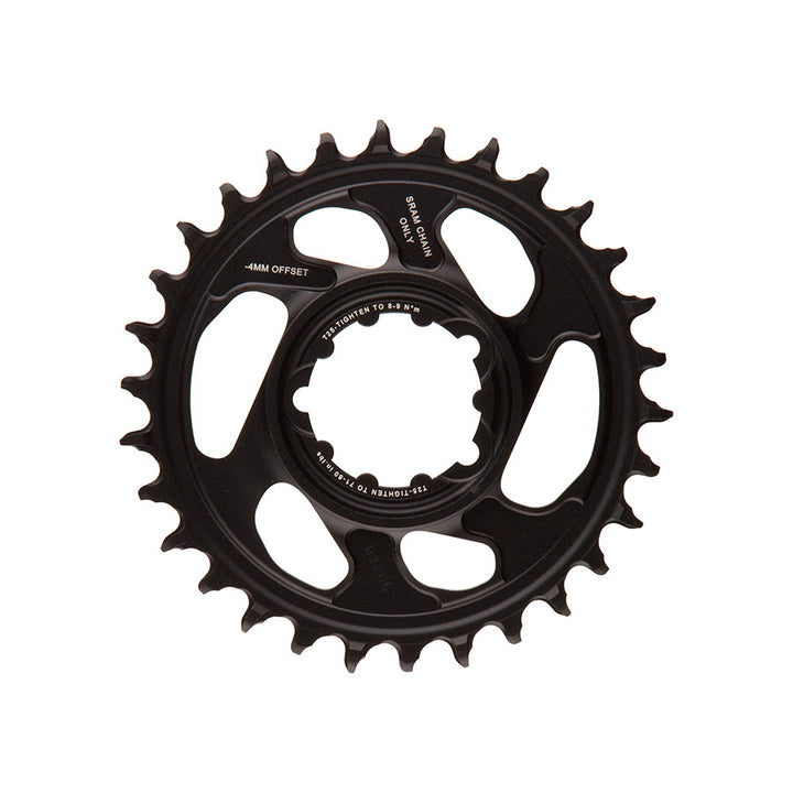SRAM, X-SYNC Eagle Aluminum -4mm F1, Chainring, Teeth: 30, Speed: 12, BCD: Direct Mount SRAM 3 Bolt, Bolts: 3, Aluminum, Black