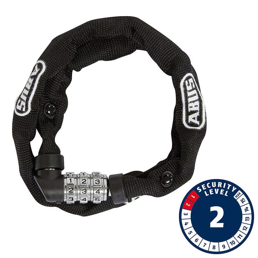 Abus, 1200 Web, Chain Lock, Combo, 4mm, 110cm, 3.6', Black